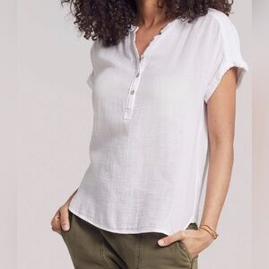 Faherty Dream Organic Cotton Gauze Desmond Top Size Large